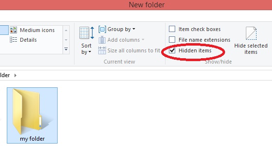unhide a folder in windows8